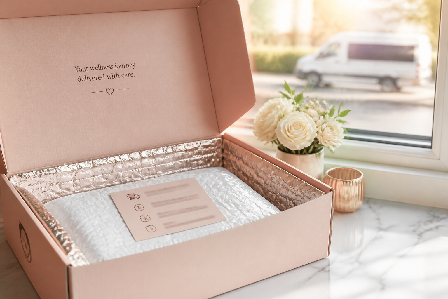 Insulated wellness delivery package prepared with care
